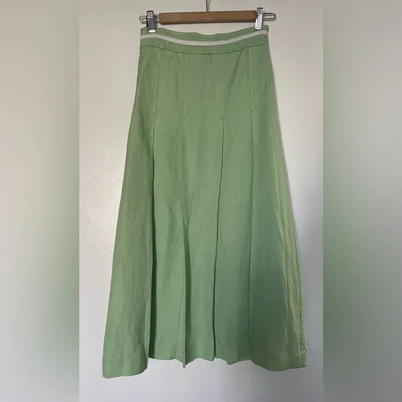 Gucci Green Viscose & Linen Pleated Skirt pre-owned size S - Picture 7 of 11